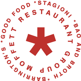 red MRG logo with asterick in middle and words moffett restaurant group circling around it
